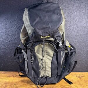 LL Bean Ridge Runner Hiking Backpack Olive Green Black Nylon Daypack